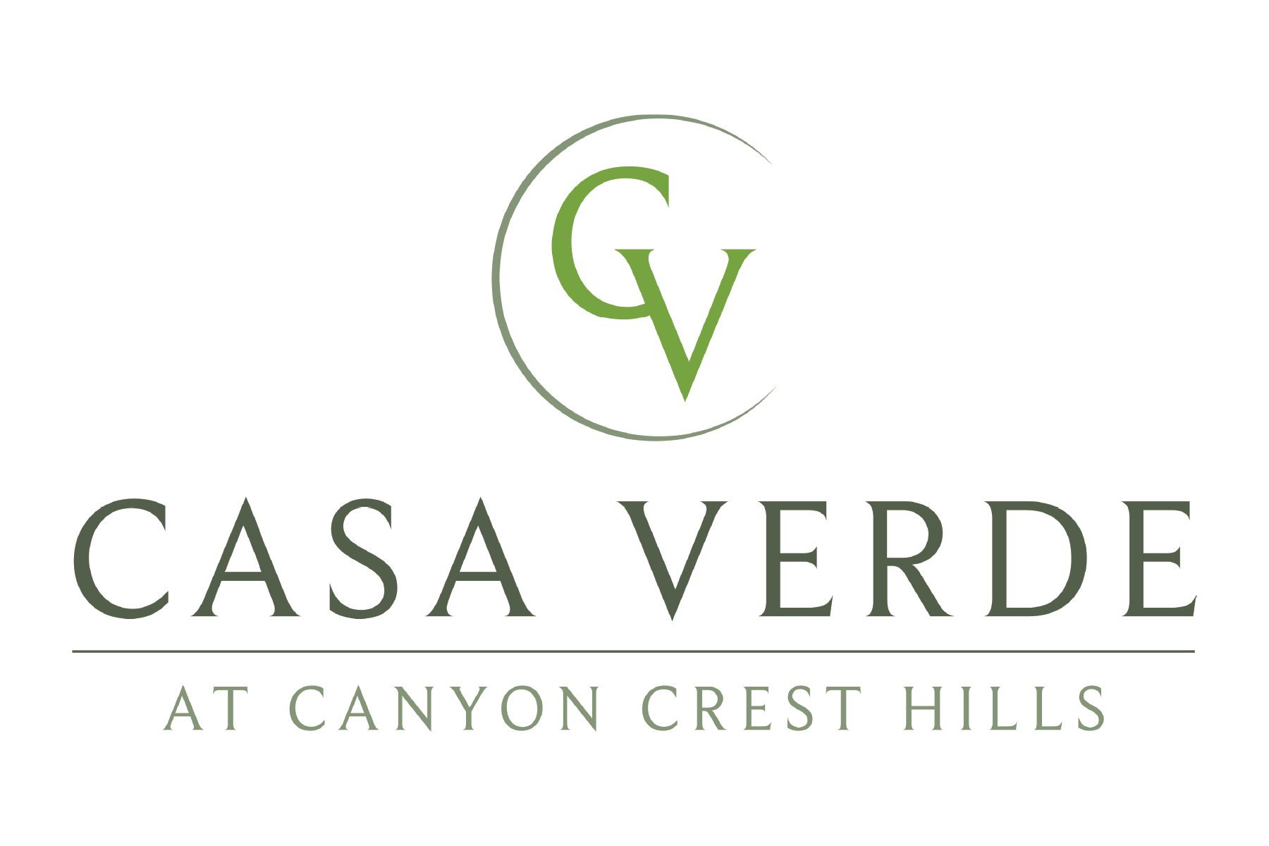 The image is a logo of Casa Verde at Canyon Crest Hills.